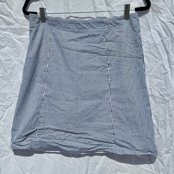Coastal Nautical Blue and White Stripped 100% Cotton Lined Mini Skirt - Picture 1 of 3
